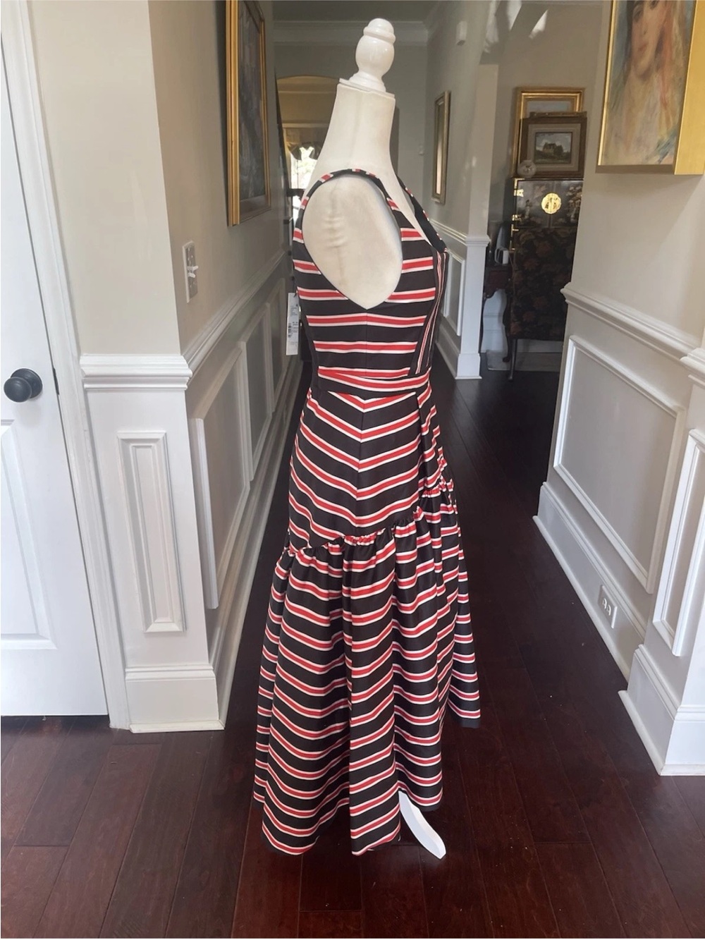 ALICE & OLIVIA DIANA TEAKWOOD STRIPE STRUCTURED MIDI DRESS NWT $660 Sz 4 - Picture 5 of 15